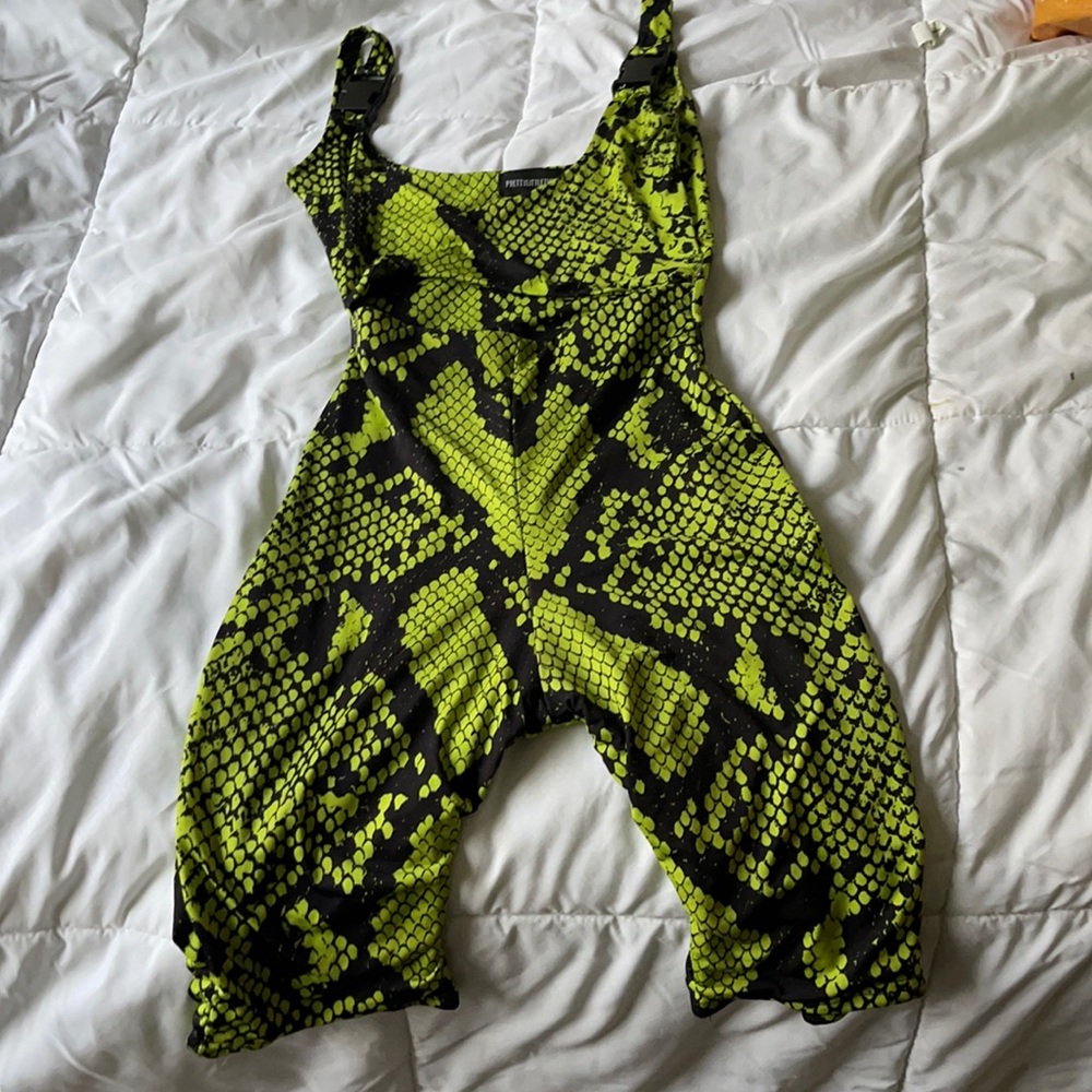 LIME GREEN CUTOUT BIKER JUMPSUIT